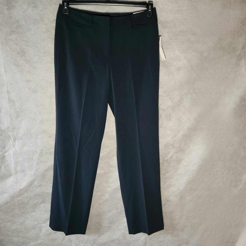 Zac & Rachel Women’s Tall Flat Front Pants – Navy, Straight Leg Stretch Fabric